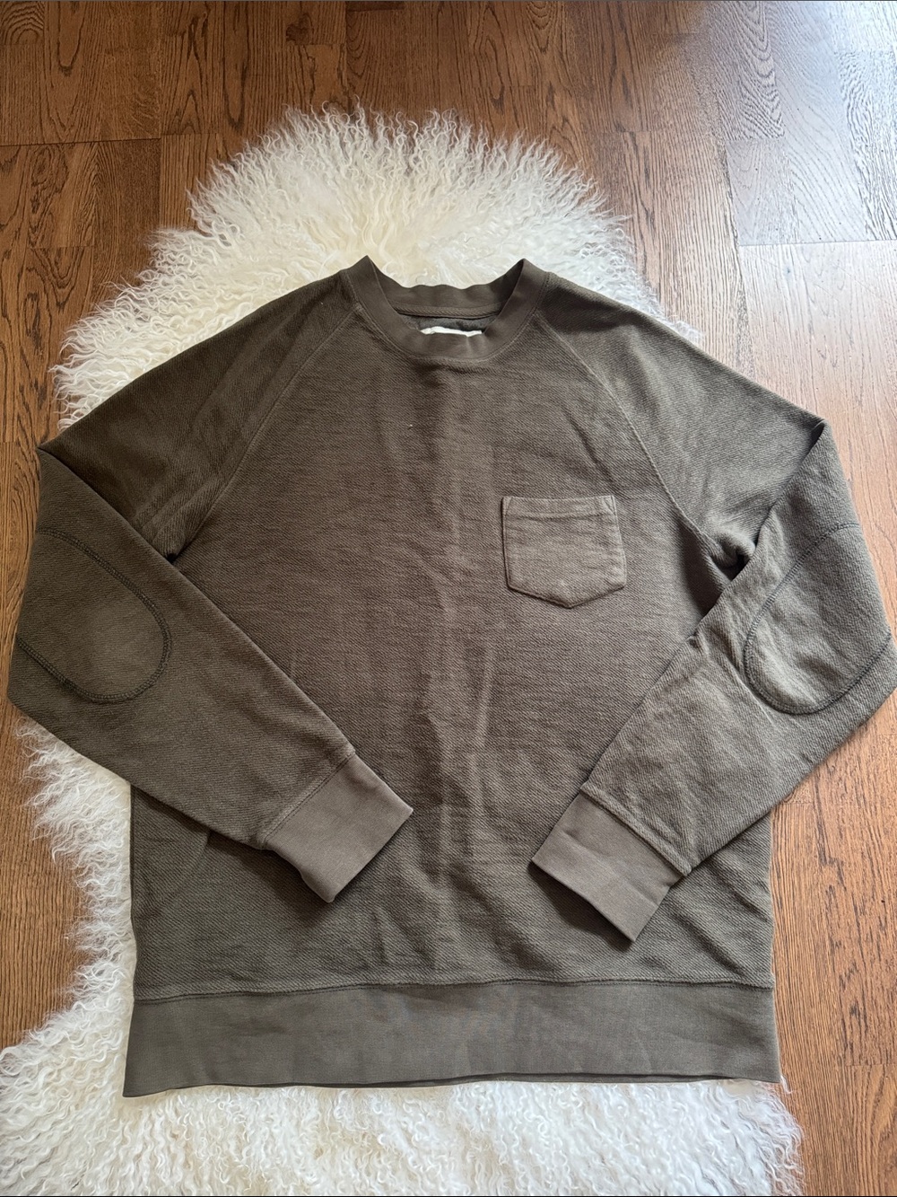 Grayers Olive Green Crewneck Sweater with Elbow Patches